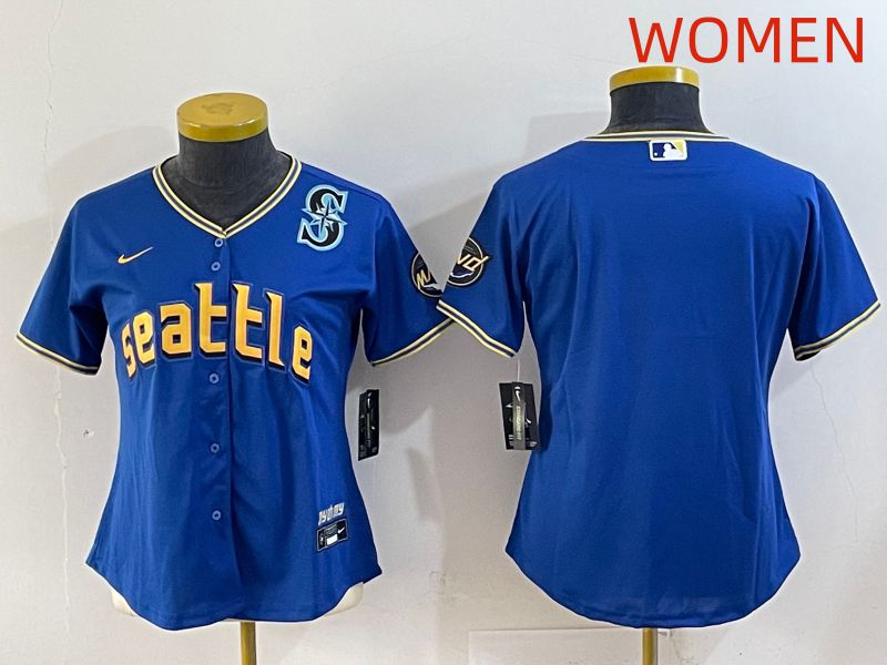 Women 2025 Seattle Mariners Blank Blue City Edition Nike MLB Jersey style 3->women mlb jersey->Women Jersey
